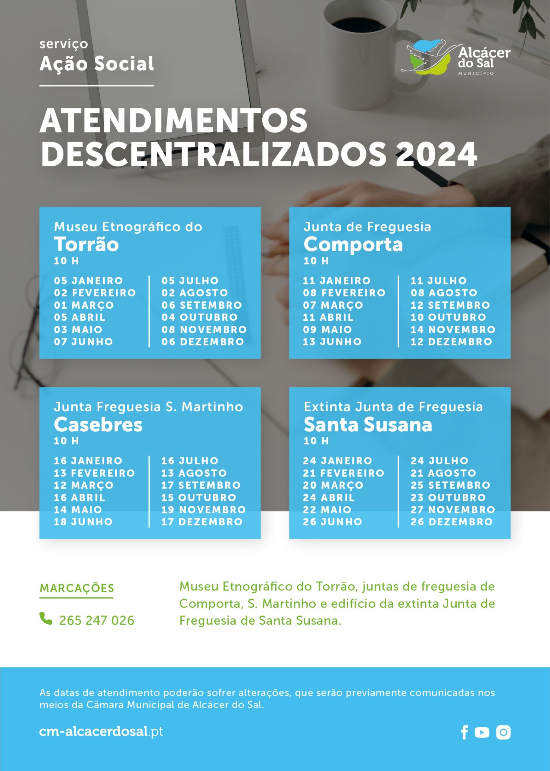 Flyer Atendimentos descentralizados Ação Social 2024