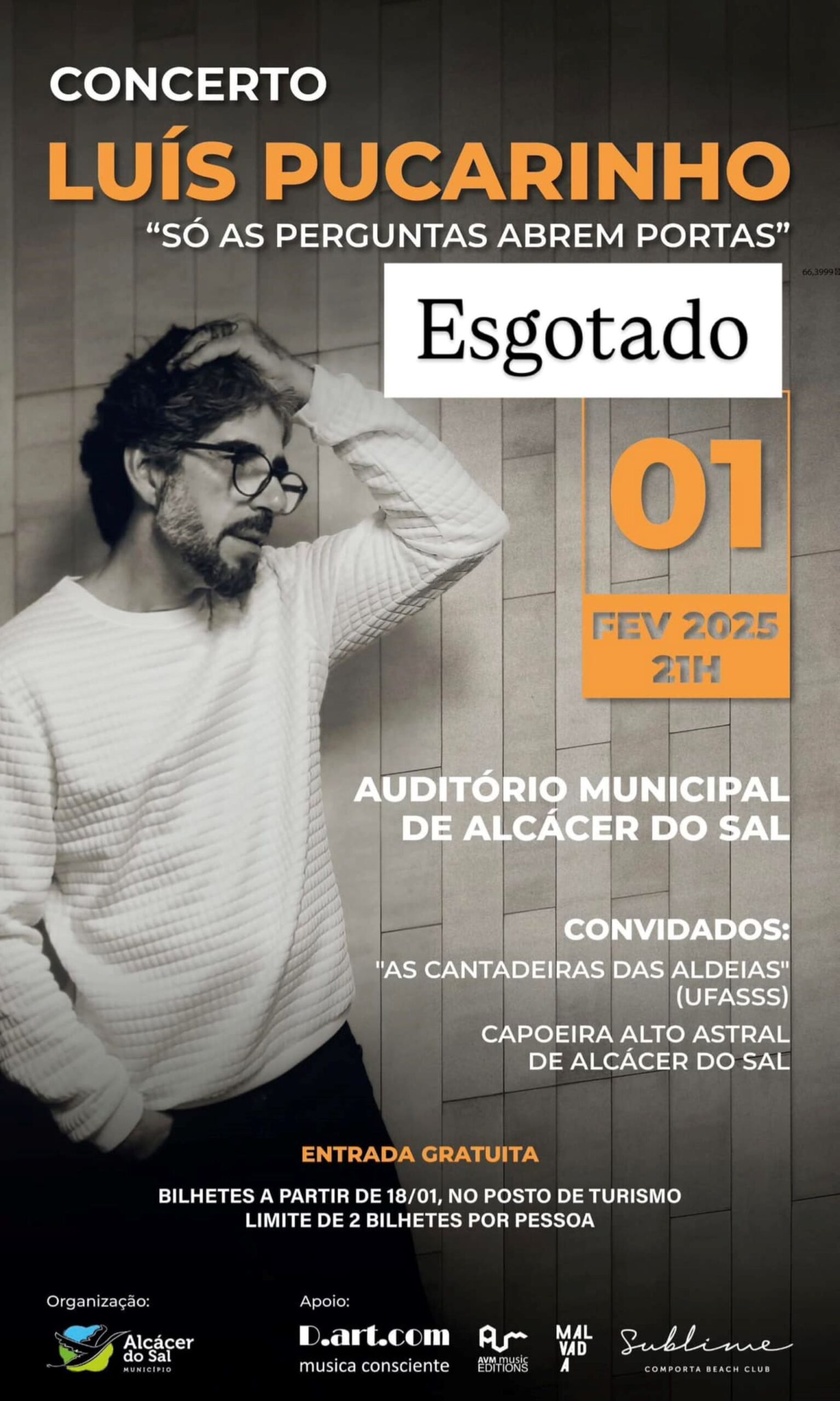 Concerto com Luís Pucarinho esgotado