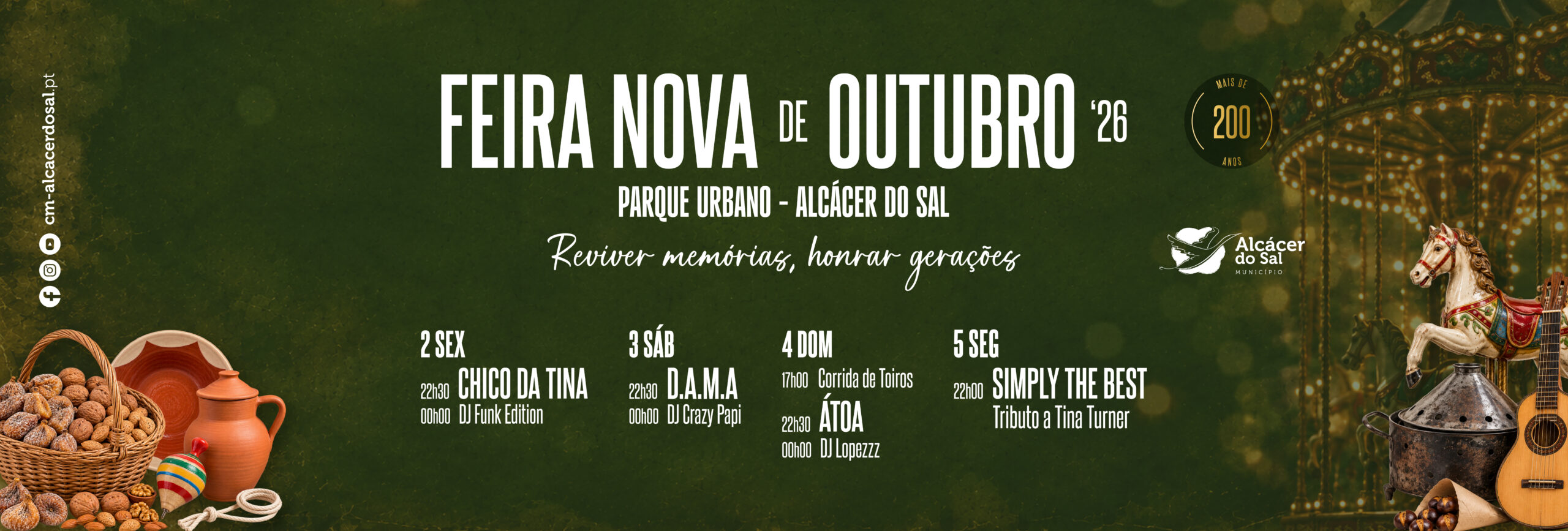 Feira Nova de Outubro regressa a Alcácer do Sal com quatro dias de música, tradição e memória